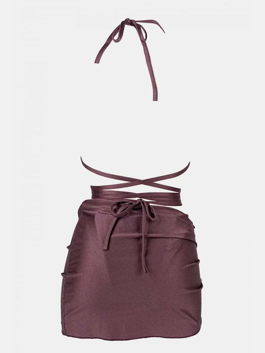 Set Bikini 3 Bucăți Triunghi Maro