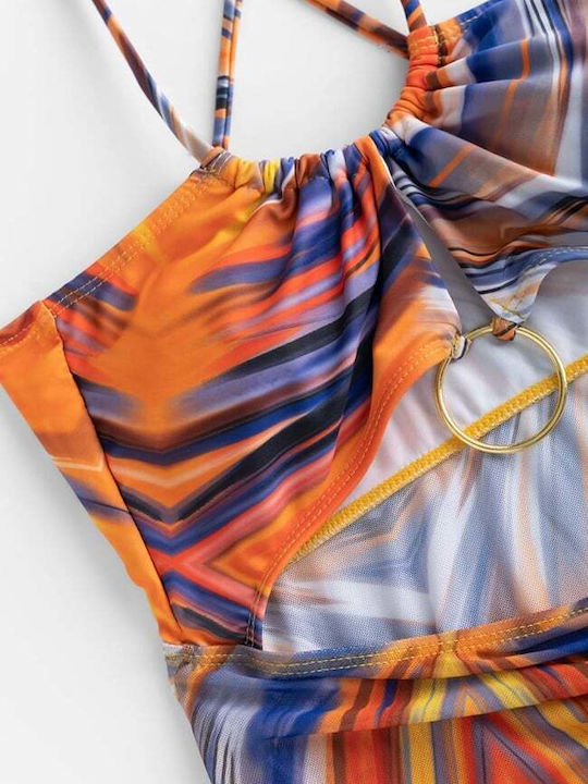 Set Bikini 3 Τεμαχίων Τριγωνάκι με Αφαιρούμενη Ενίσχυση & String Πορτοκαλί