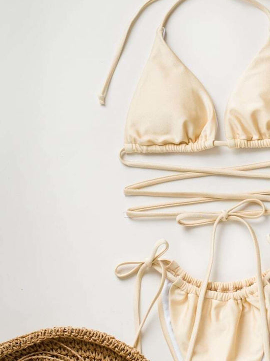 Bikini-Set Dreieck mit Abnehmbarer Verstärkung & Brasilien Beiges