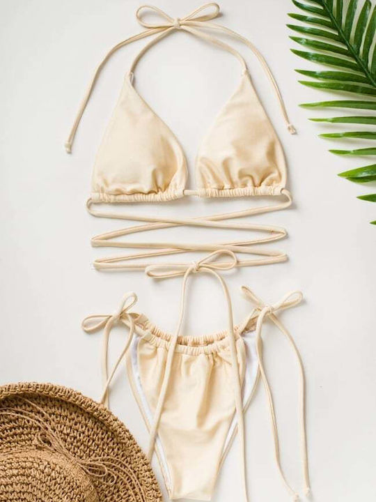 Bikini-Set Dreieck mit Abnehmbarer Verstärkung & Brasilien Beiges