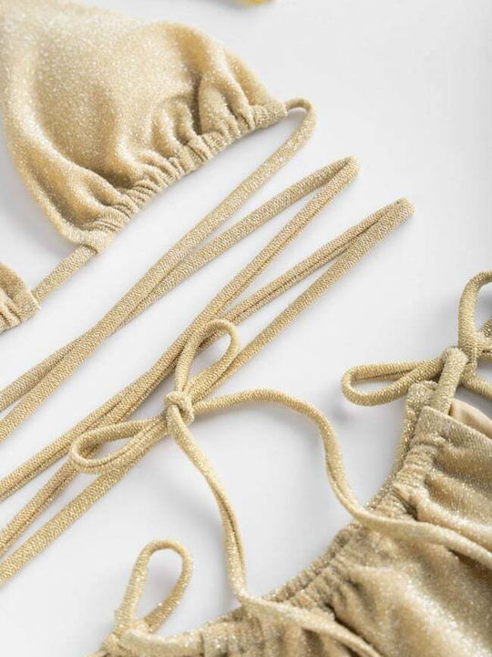 Bikini Set Triangle Top & Brazil High Waist Beige