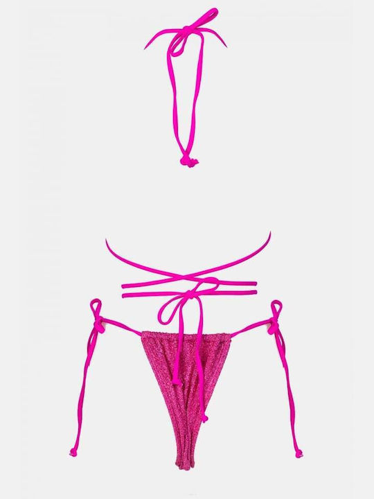 Set Bikini Triunghi Cu Burete Detașabil Fuchsia