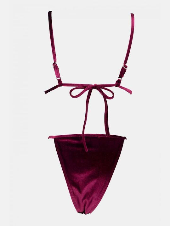 Set Bikini Triangle with Removable Padding High Waist Burgundy