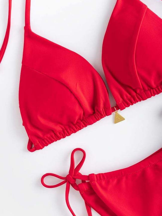 Bikini-Set Hohe Taille Rot