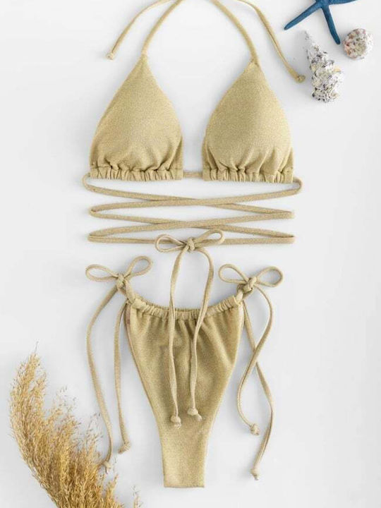Set Bikini Triunghi Cu Burete Detașabil Bej