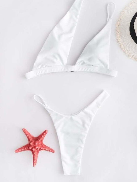 Bikini Set One Shoulder with Removable Padding & Brazil White