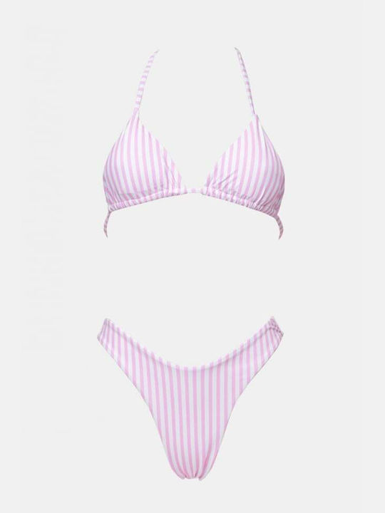 Decoro Bikini-Set mit Verstärkung Gestreift Rosa