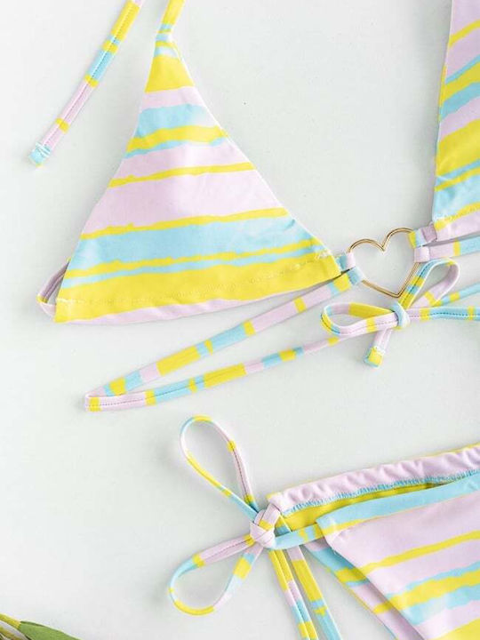 Set Bikini Τριγωνάκι με Αφαιρούμενη Ενίσχυση & Brazil Ριγέ