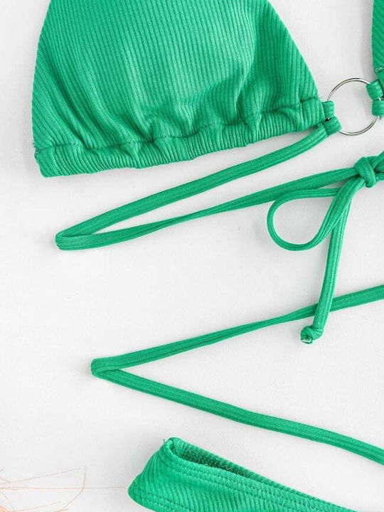 Set Bikini Triunghi Cu Burete Detașabil Verde