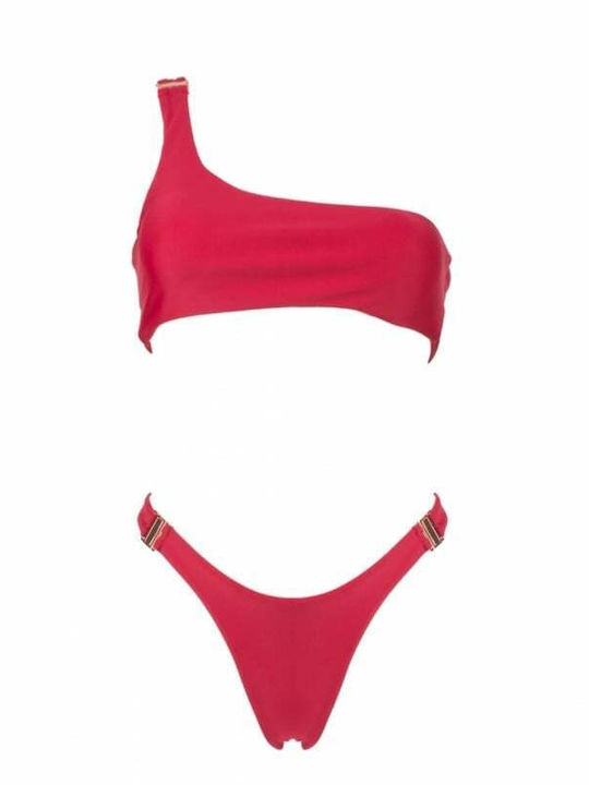 Set Bikini Un Umăr Cu Burete Detașabil & Brazilia Burgundy