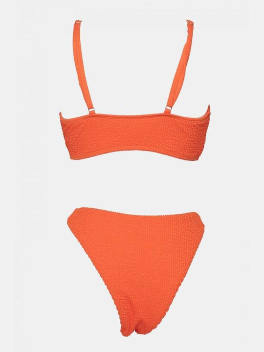 Set Bikini Dreieck mit Abnehmbare Verstärkung & Brasilien Hohe Taille Orange