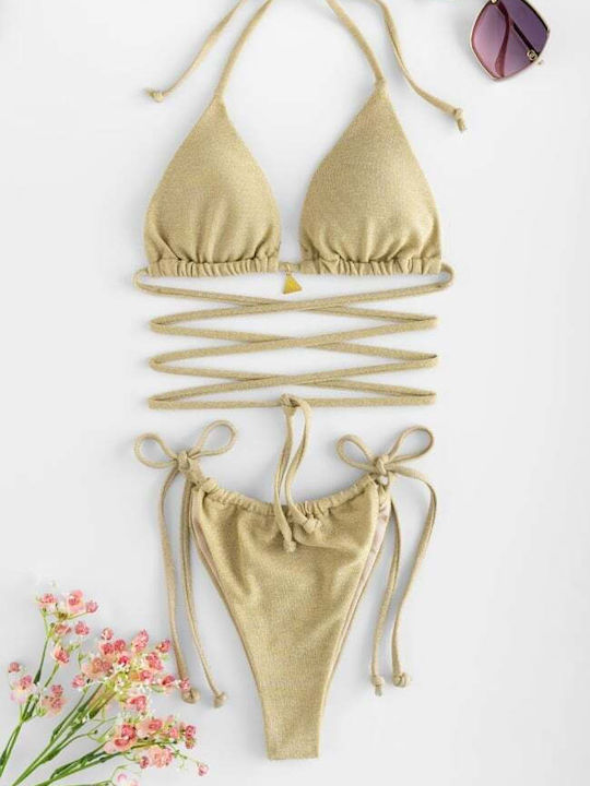 Set Bikini Triunghi Cu Burete Detașabil Bej