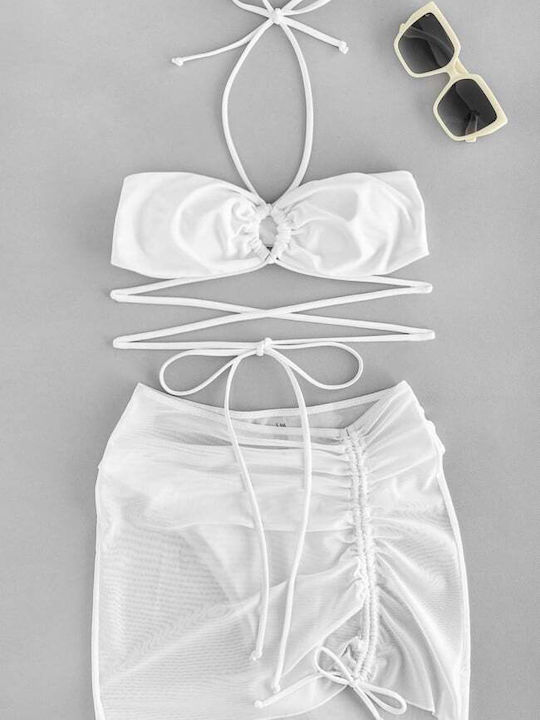 Set Bikini 3 Pieces with Removable Padding Brazil White