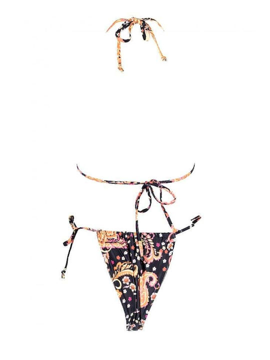 Set Bikini 3 Pieces Triangle with Removable Padding Brazil Floral Orange
