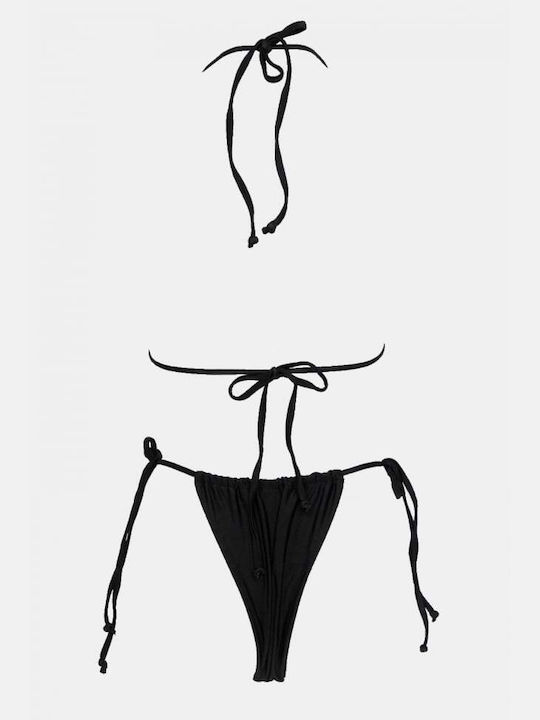 Set Bikini Triunghi și Brazilia Talie Înaltă Negru