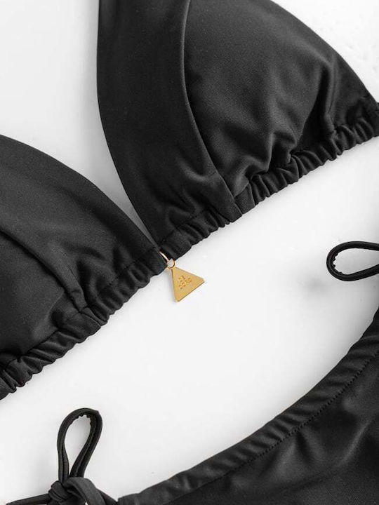 Set Bikini Triunghi și Brazilia Talie Înaltă Negru