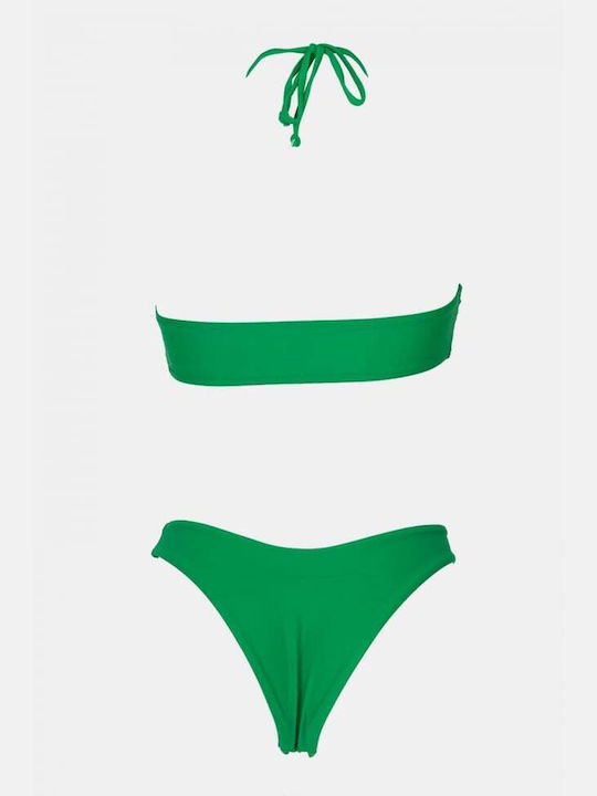 Set Bikini Dreieck & Brasilien Hohe Taille Grün