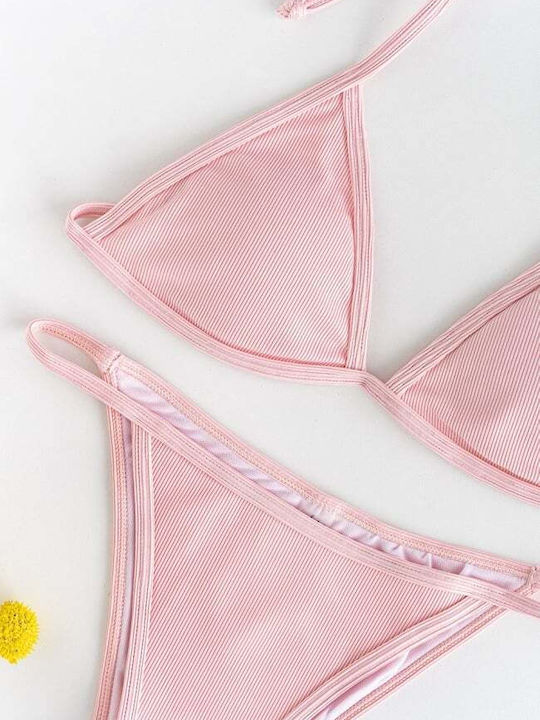 Set Bikini 3 Τεμαχίων Τριγωνάκι Ροζ