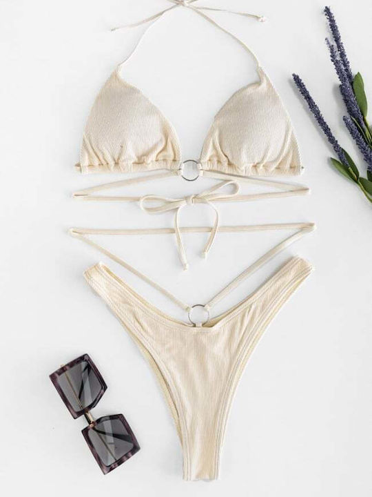 Set Bikini Triunghi Cu Burete Detașabil Bej