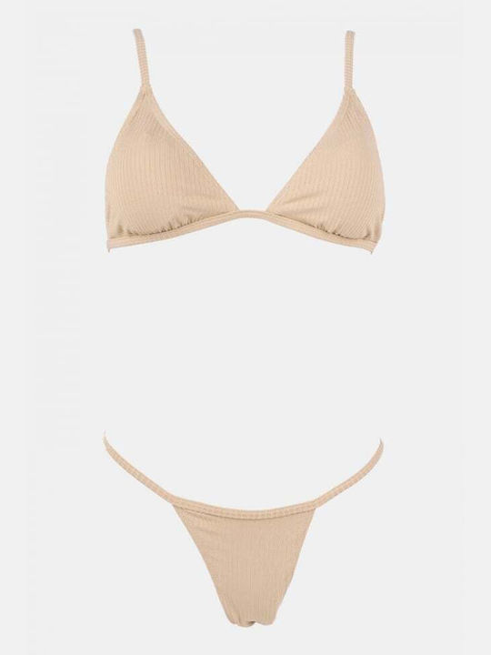 Set Bikini Triangle with Removable Padding and Brazil Bottom Beige
