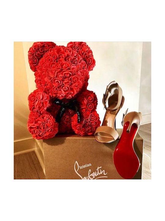 Bear of Artificial Roses Red 40cm in Box Tres Chic