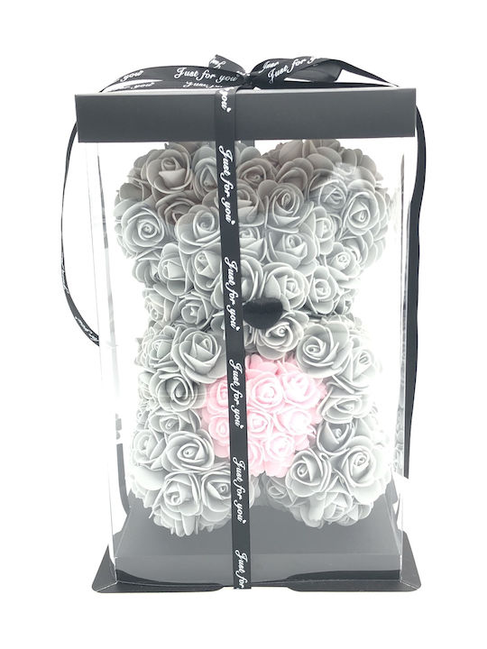 Aleiferopoulos Flowers Teddy Bear from Artificial Roses Pink 25cm in Box 1pcs