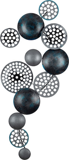 Wanddekoration Geometrisches Element Bronte Navy Blau aus Metall 90x8x42cm