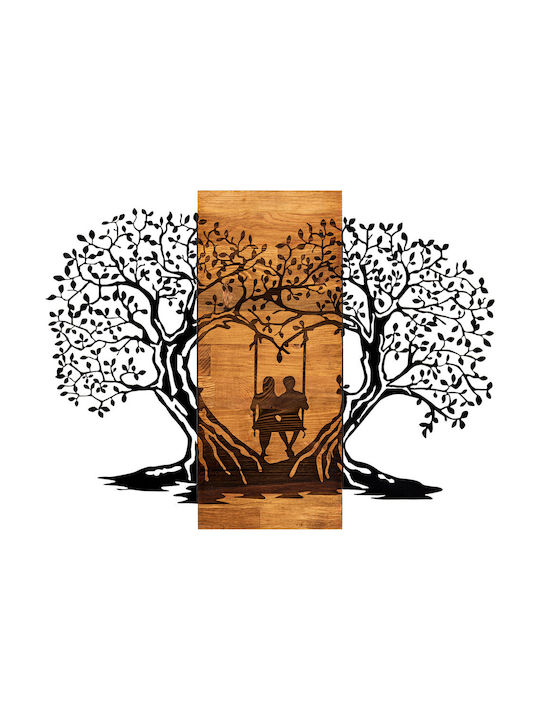 Wallity 3D Mixed Art Black Wooden Wall Decor 76x58cm