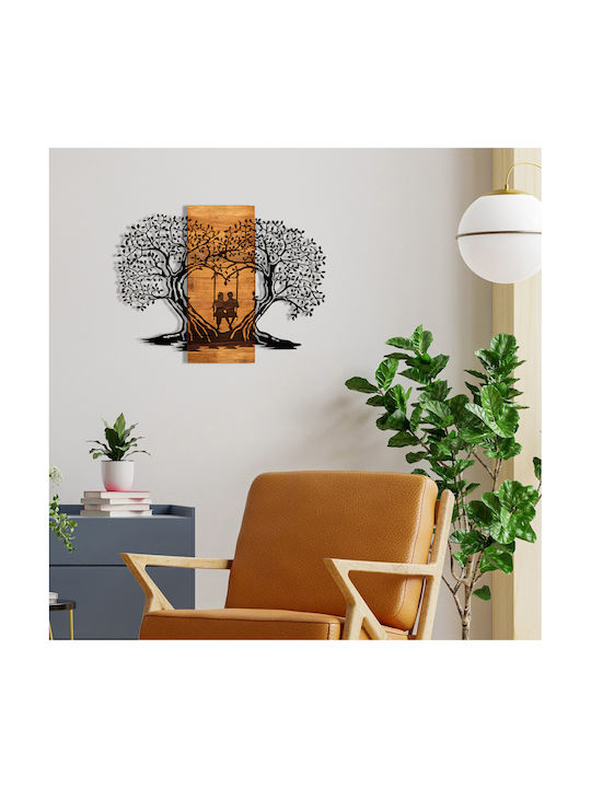 Wallity 3D Mixed Art Black Wooden Wall Decor 76x58cm