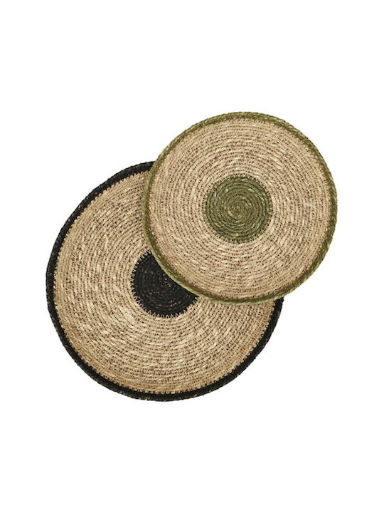 Madam Stoltz Wicker Round Decorative Tray 25x25cm 2pcs