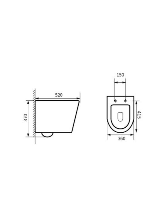 Amco Line Zara Oval Amco Wall-Mounted Toilet with Cover Soft Close White