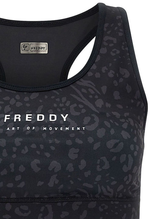 Women's Sports Bra without Padding Black Leopard