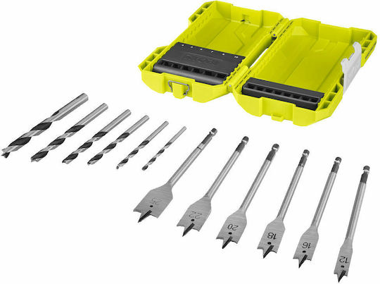 Ryobi Set of 12 Drills with Cylindrical Shank for Wood