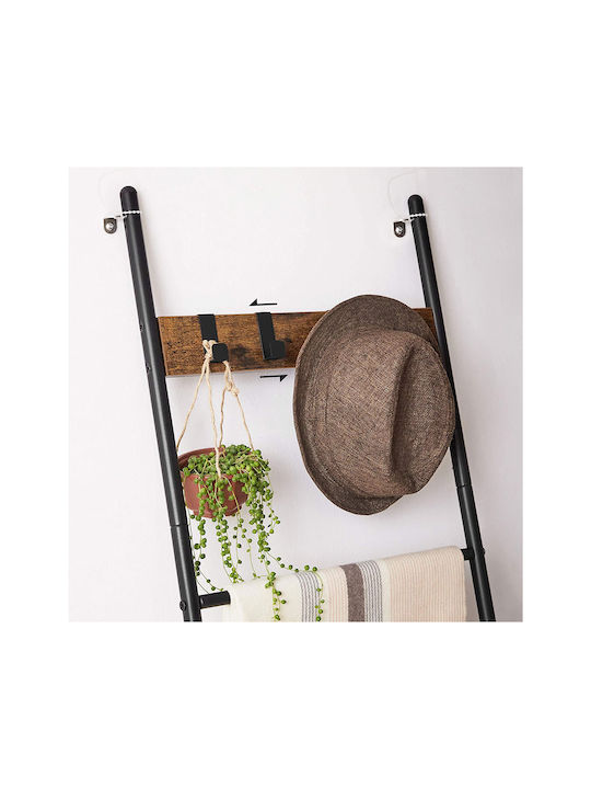 Vasagle Wall-Mounted Bathroom Ladder with 4 Positions ​44x160cm Black