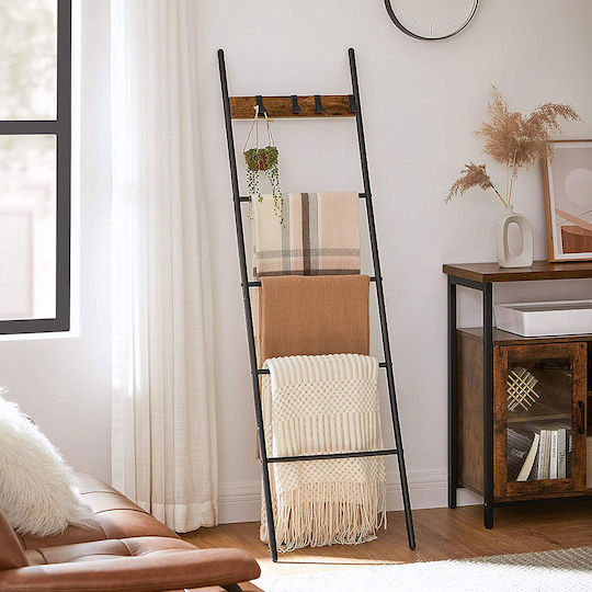 Vasagle Wall-Mounted Bathroom Ladder with 4 Positions 44x160cm Black Vasagle Wall-Mounted Bathroom Ladder with 4 Positions 44x160cm Black
