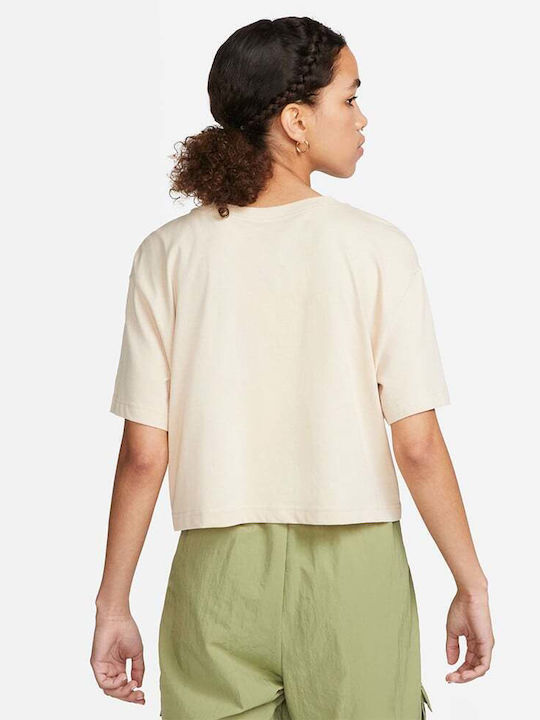 Sportswear Essential Γυναικείο Αθλητικό Crop T-shirt Μπεζ