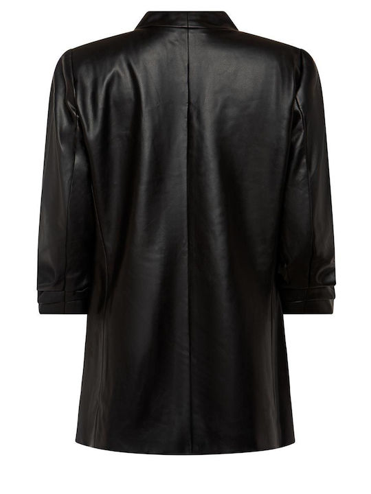DKNY Γυναικείο Δερμάτινο Σακάκι Μαύρο