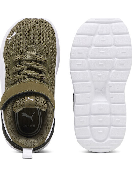 Anzarun Lite Kids Sports Shoes Running with Hoop & Loop Closure Khaki