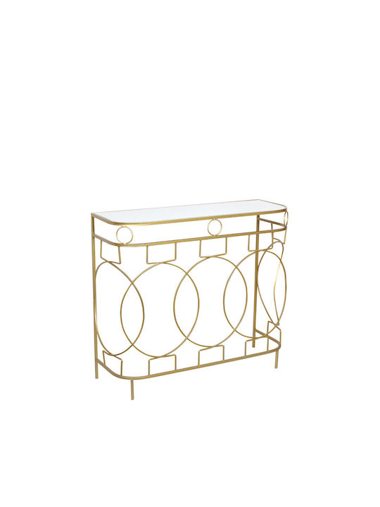 Console Table Metal with Glass Surface Gold L96xW34xH85cm