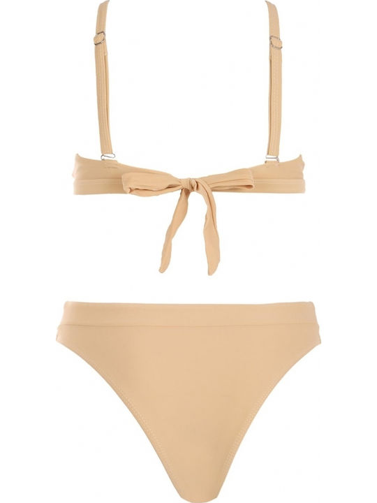 Gigi Bikini Set Triangle and Brazil High Waist Beige