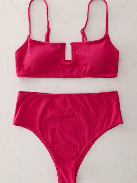 Gigi Bikini Set Sports Bra & Brazil High Waist Fuchsia