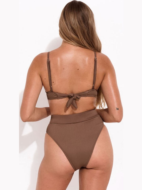Gigi Set Bikini Τριγωνάκι Ψηλόμεσο Καφέ