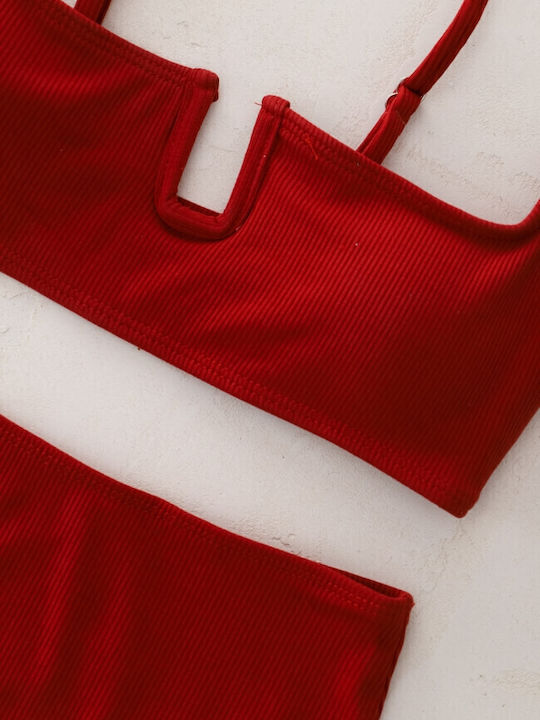 Gigi Set Bikini Μπουστάκι & Brazil Ψηλόμεσο Μπορντό