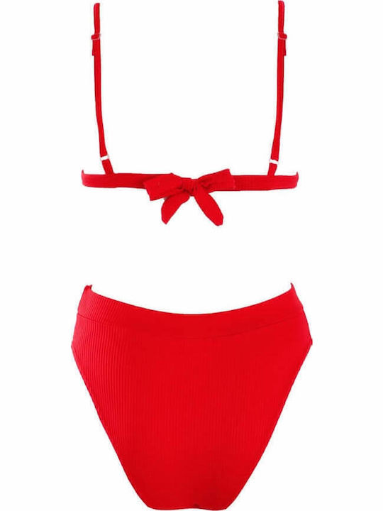 Gigi Bikini-Set Hohe Taille Rot