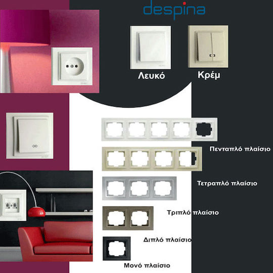 Mono Electric Switch Frame 5 Positions Vertical and Horizontal Installation in Black Color 500-002036164
