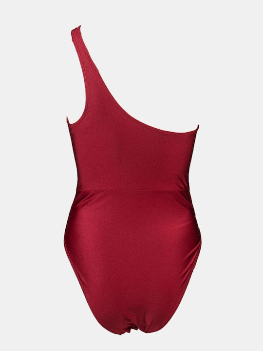 Luigi One Shoulder Swimsuit Burgundy