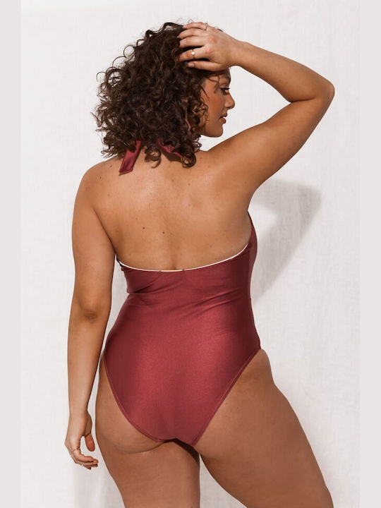 Luigi Halterneck Padded Swimsuit Brown