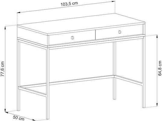 Mono Console Table in Wood & Metal Blue L103.5xW77.6xH50cm