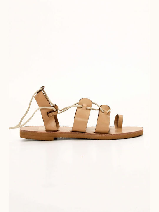 Luigi Lace-Up Women's Sandals Beige