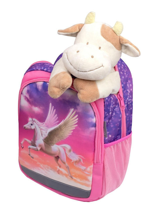 Belmil Schulranzen Rucksack Grundschule Rosa mit Flaschenhalter 12Liter